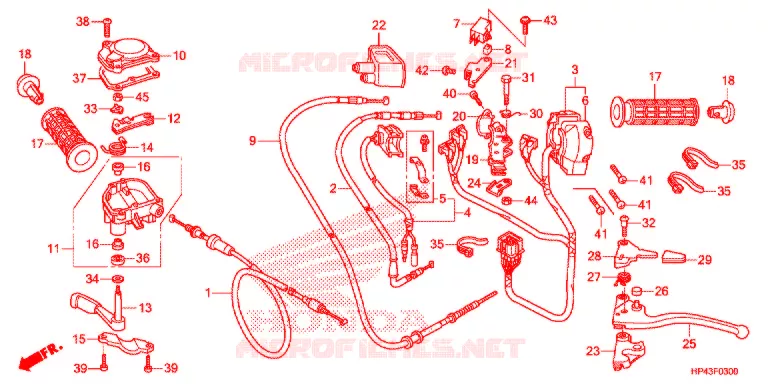 LEVIER DE GUIDON - CABLE - COMMODO Honda ATV 420 FOURTRAX 2013  TRX420FPED