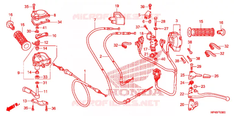 LEVIER DE GUIDON - CABLE - COMMODO Honda ATV 420 FOURTRAX 2011  TRX420FPMB