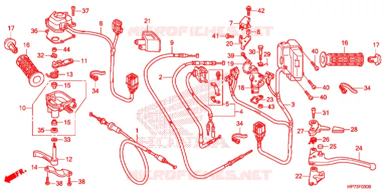 LEVIER DE GUIDON - CABLE - COMMODO Honda ATV 420 FOURTRAX 2013  TRX420FAD