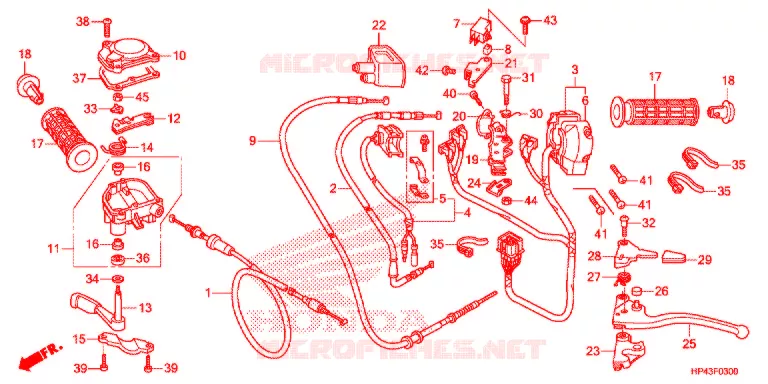 LEVIER DE GUIDON - CABLE - COMMODO Honda ATV 420 FOURTRAX 2013  TRX420TMD