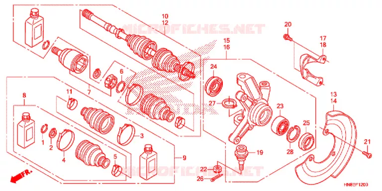 ARBRE DE ROUE AVANT Honda ATV 680 FOURTRAX 2014  TRX680FAE