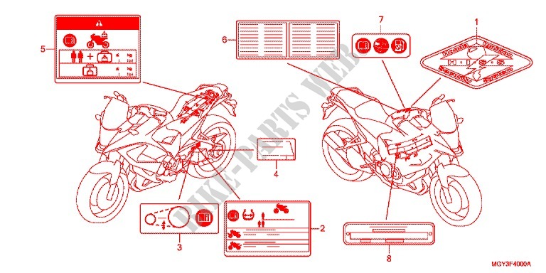 ETIQUETTE DE PRECAUTIONS pour Honda CROSSRUNNER 800 GRISE de 2014