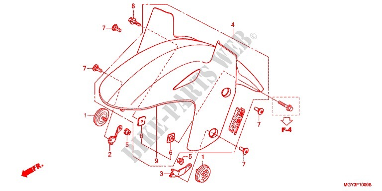 GARDE BOUE AVANT pour Honda CROSSRUNNER 800 GRISE de 2014