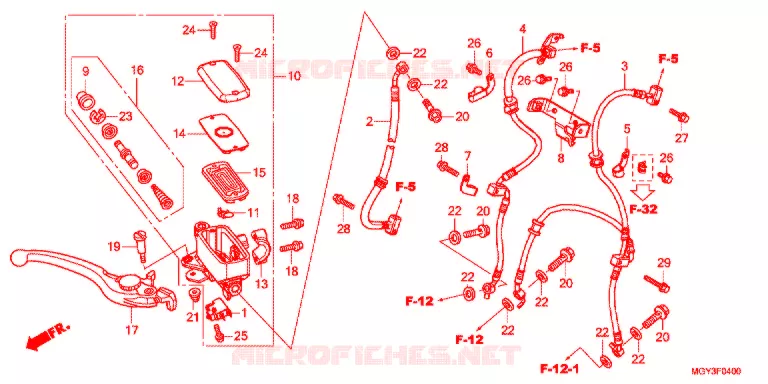 MAITRE CYLINDRE DE FREIN AVANT Honda MOTO 800 CROSSRUNNER 2014  VFR800XD