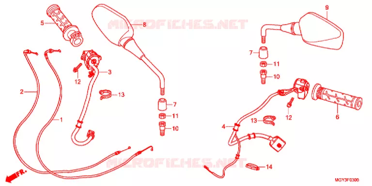 COMMODO - LEVIER - CABLE Honda MOTO 800 CROSSRUNNER 2013  VFR800XD