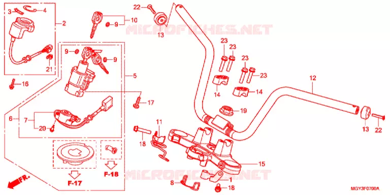 GUIDON - TE DE FOURCHE Honda MOTO 800 CROSSRUNNER 2013  VFR800XD