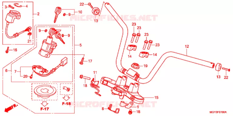 GUIDON - TE DE FOURCHE Honda MOTO 800 CROSSRUNNER 2013  VFR800XD
