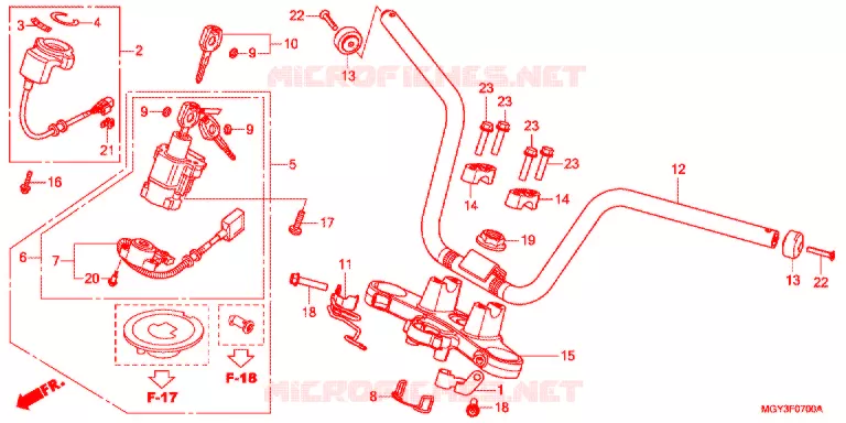 GUIDON - TE DE FOURCHE Honda MOTO 800 CROSSRUNNER 2013  VFR800XD