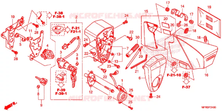 COUVERCLE LATERAL - OUTILS - CONTACTEUR A CLES Honda MOTO 1300 VT 2013  VT1300CXAD