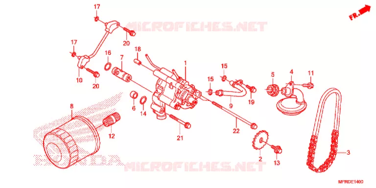 FILTRE A HUILE - POMPE A HUILE Honda MOTO 1300 VT 2013  VT1300CXAD