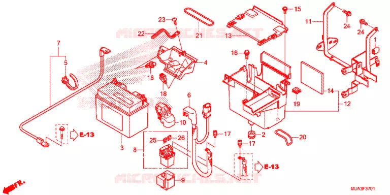 BATTERIE (VT750C2S/CS) Honda MOTO 750 SHADOW 2013  VT750C2SD