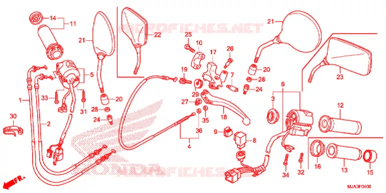 LEVIER DE GUIDON - CABLE - COMMODO Honda MOTO 750 SHADOW 2013  VT750C2SD