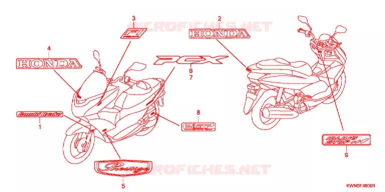 AUTOCOLLANTS Honda SCOOTER 125 PCX 2014  WW125SD