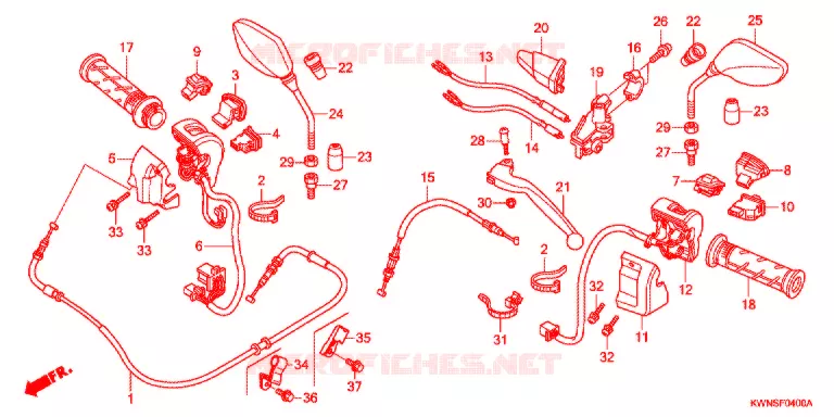 LEVIER DE GUIDON - CABLE - COMMODO Honda SCOOTER 125 PCX 2013  WW125SD