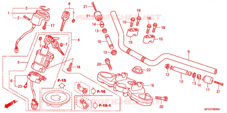 GUIDON - TE DE FOURCHE Honda MOTO 600 HORNET 2010  CB600FA3A
