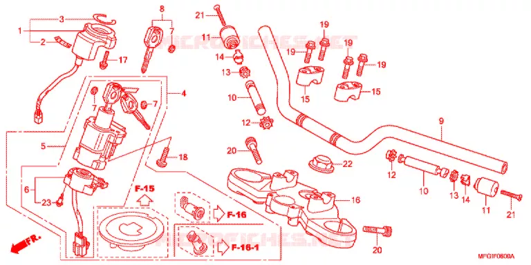 GUIDON - TE DE FOURCHE Honda MOTO 600 HORNET 2010  CB600FA3A