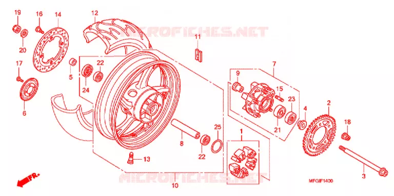 ROUE ARRIERE Honda MOTO 600 HORNET 2010  CB600FA3A