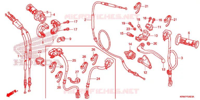 LEVIER DE GUIDON - CABLE - COMMODO Honda MOTO 250 CRF 2014  CRF250RE
