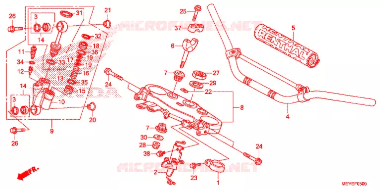 GUIDON - TE DE FOURCHE Honda MOTO 450 CRF 2017  CRF450XE