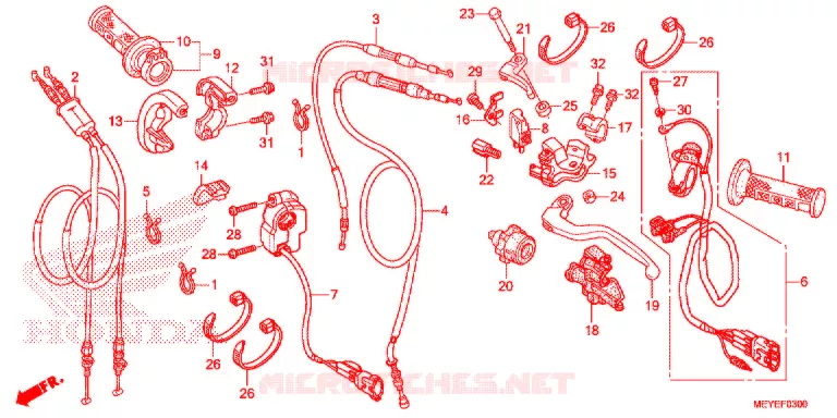 LEVIER DE GUIDON - CABLE - COMMODO Honda MOTO 450 CRF 2018  CRF450XE