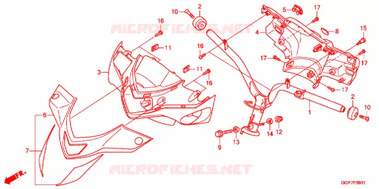 GUIDON - CARENAGE (NSC502WH/T2) Honda SCOOTER 50 VISION 2013  NSC502WHD