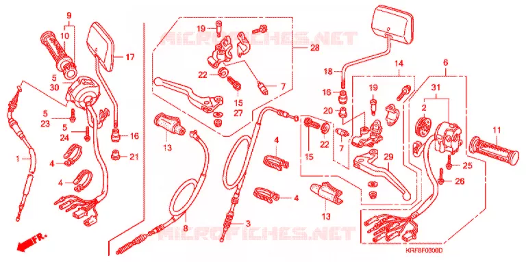 LEVIER DE GUIDON - CABLE - COMMODO Honda MOTO 125 CG 2003  CGL1253WH3