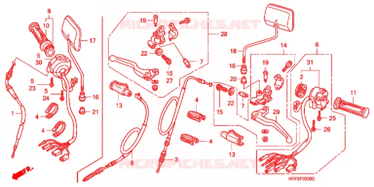 LEVIER DE GUIDON - CABLE - COMMODO Honda MOTO 125 CG 2009  CGL1256