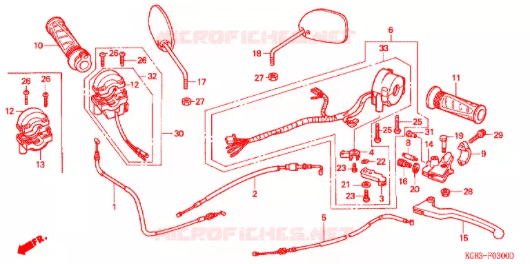 LEVIER DE GUIDON - CABLE - COMMODO Honda MOTO 125 SONIC 2002  FS125M2