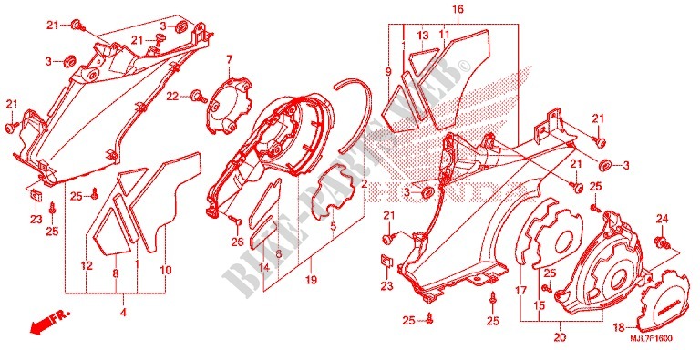 COUVERCLES LATERAUX pour Honda NC 750 INTEGRA de 2015