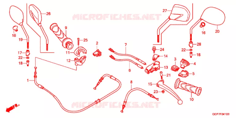 LEVIER DE GUIDON - CABLE - COMMODO Honda SCOOTER 50 VISION 2014  NSC50T2E
