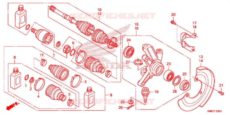 ARBRE DE ROUE AVANT Honda ATV 680 FOURTRAX 2024  TRX680FAF