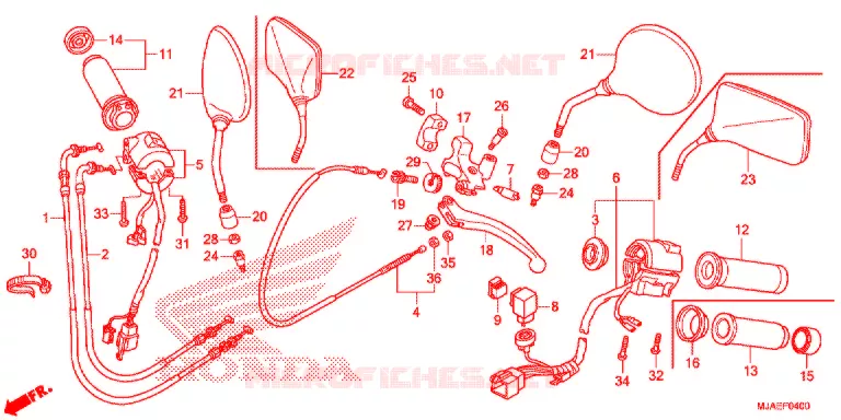 LEVIER DE GUIDON - CABLE - COMMODO Honda MOTO 750 SHADOW 2014  VT750C2SE