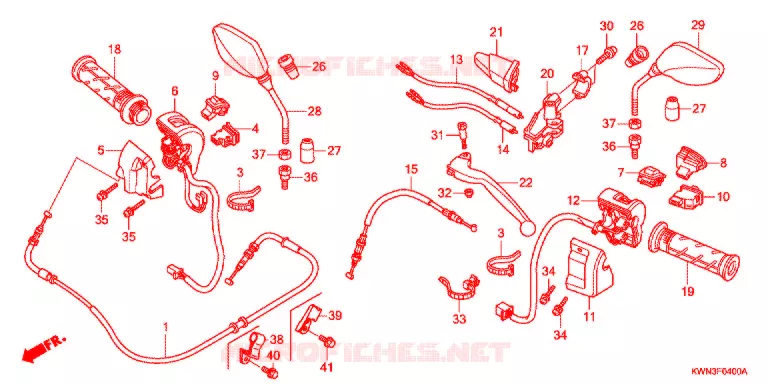 LEVIER DE GUIDON - CABLE - COMMODO Honda SCOOTER 125 PCX 2011  WW125EX2B