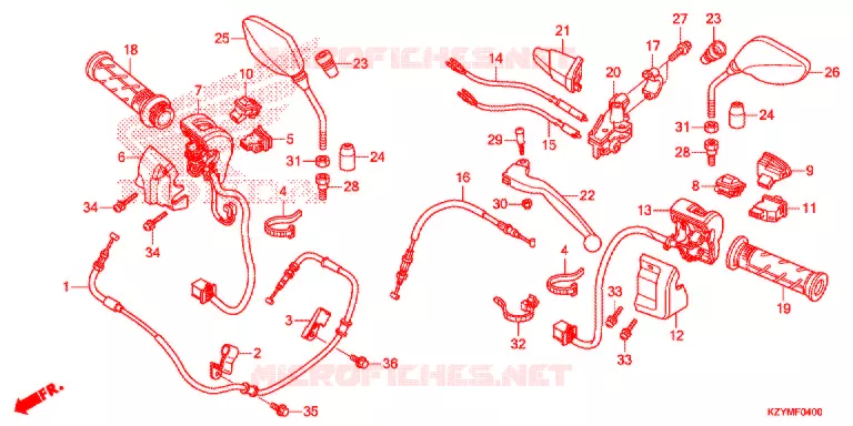 LEVIER DE GUIDON - CABLE - COMMODO Honda SCOOTER 150 PCX 2014  WW150D
