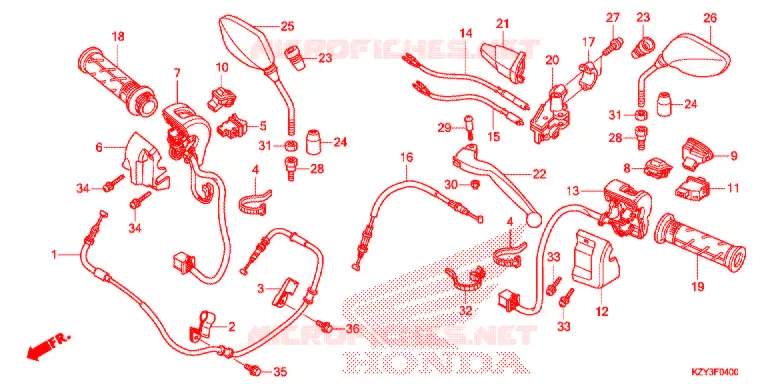 LEVIER DE GUIDON - CABLE - COMMODO Honda SCOOTER 150 PCX 2014  WW150E