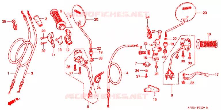 LEVIER DE GUIDON - CABLE - COMMODO Honda MOTO 250 XR 2004  XR250HS3