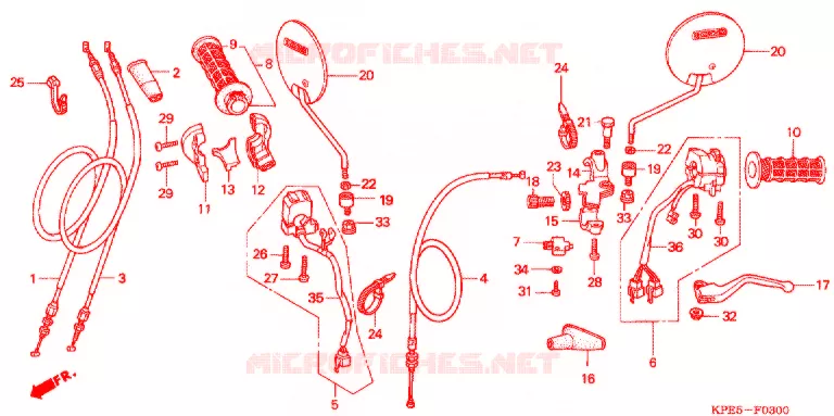 LEVIER DE GUIDON - CABLE - COMMODO Honda MOTO 250 XR 2005  XR250LS5