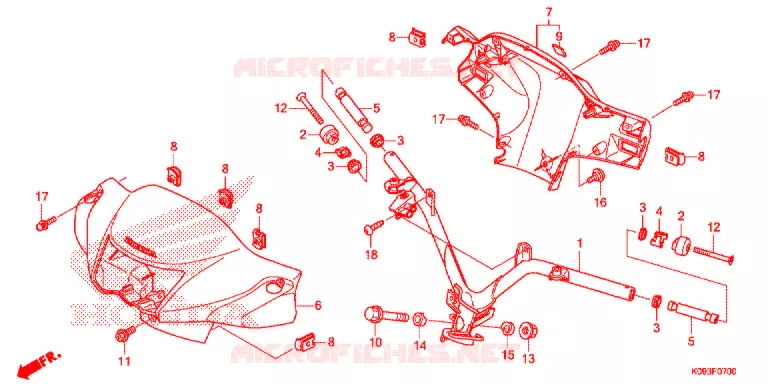 GUIDON - CARENAGE Honda MOTO 110 WAVE 2014  AFS1101SHE