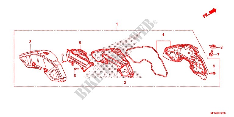 COMPTEUR pour Honda CB 1000 R HYPER RED de 2015