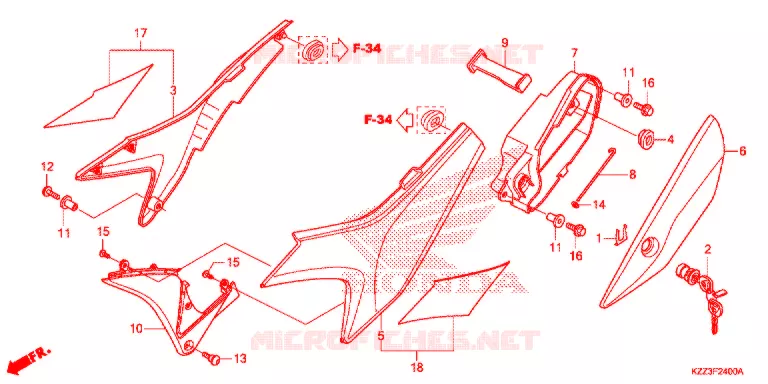 COUVERCLES LATERAUX Honda MOTO 250 CRF 2015  CRF250LF