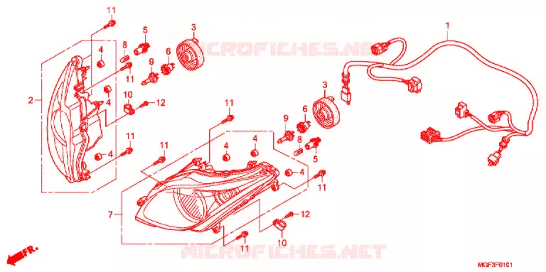 PHARE (FJS600A9-2KO/FJS600AB/DB) Honda SCOOTER 600 SILVERWING 2009  FJS600A9