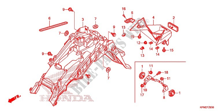 GARDE BOUE ARRIERE pour Honda CB 125 F de 2015