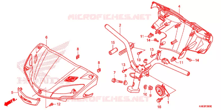 GUIDON - CARENAGE Honda SCOOTER 110 SPACY 2016  SCR1105WHF