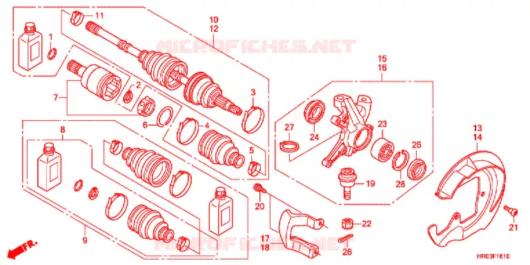 ARBRE DE ROUE AVANT Honda ATV 500 FOURTRAX 2013  TRX500FED