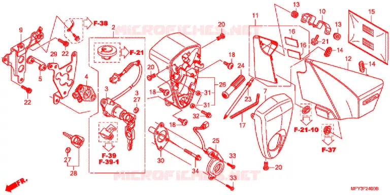 COUVERCLE LATERAL - OUTILS - CONTACTEUR A CLES Honda MOTO 1300 VT 2012  VT1300CSAC