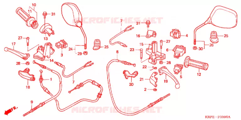 LEVIER DE GUIDON - CABLE - COMMODO Honda SCOOTER 100 LEAD 2004  SCV1003