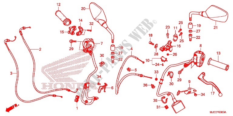 LEVIER DE GUIDON   CABLE   COMMODO pour Honda CB 650 F ABS TRICOLOR de 2015