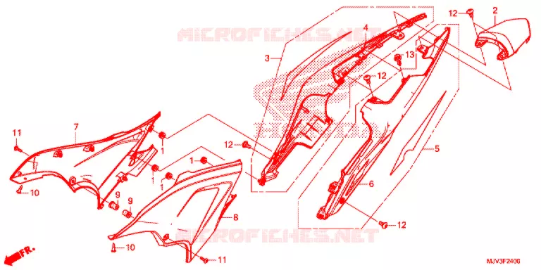 COUVERCLES LATERAUX - ARRIERES Honda MOTO 500 CBR 2015  CBR500RAF