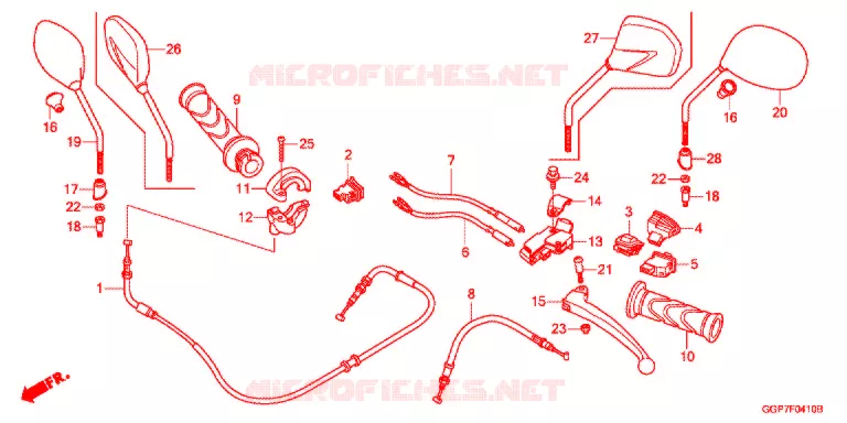LEVIER DE GUIDON - CABLE - COMMODO Honda SCOOTER 50 VISION 2015  NSC50T2F