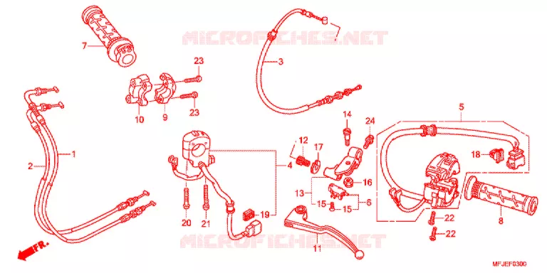 LEVIER DE GUIDON - CABLE - COMMODO Honda MOTO 600 CBR 2012  CBR600RAC